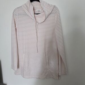 Talbots Haven Well Within Womens Small Pink Striped Cowl Neck Tunic Top